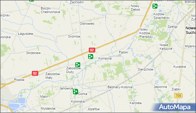 mapa Kompina, Kompina na mapie Targeo