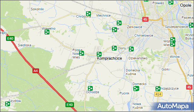 mapa Komprachcice, Komprachcice na mapie Targeo