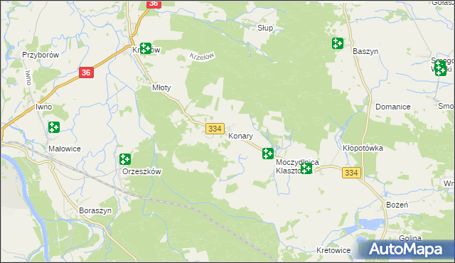 mapa Konary gmina Wińsko, Konary gmina Wińsko na mapie Targeo