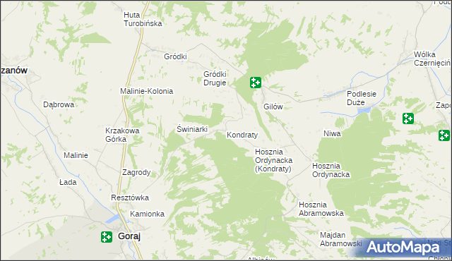 mapa Kondraty, Kondraty na mapie Targeo