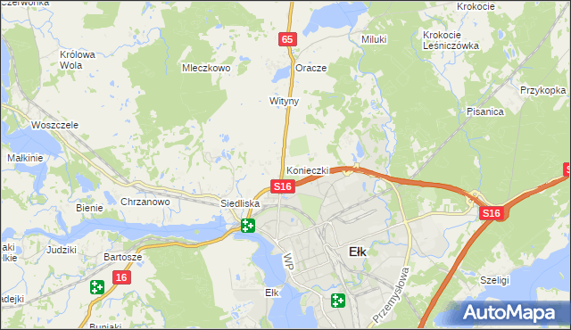 mapa Konieczki gmina Ełk, Konieczki gmina Ełk na mapie Targeo