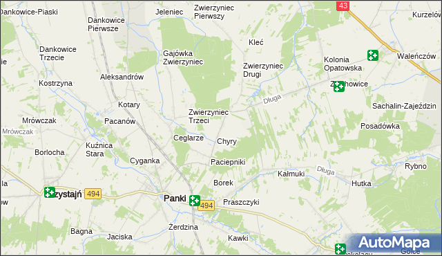 mapa Konieczki gmina Panki, Konieczki gmina Panki na mapie Targeo
