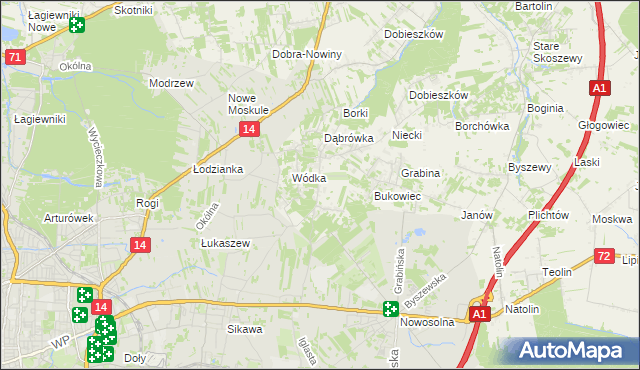 mapa Kopanka gmina Nowosolna, Kopanka gmina Nowosolna na mapie Targeo