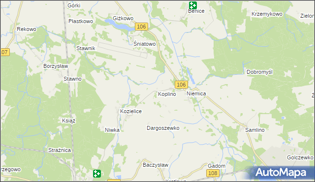 mapa Koplino, Koplino na mapie Targeo