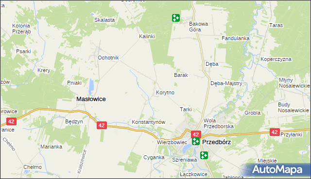 mapa Korytno gmina Masłowice, Korytno gmina Masłowice na mapie Targeo