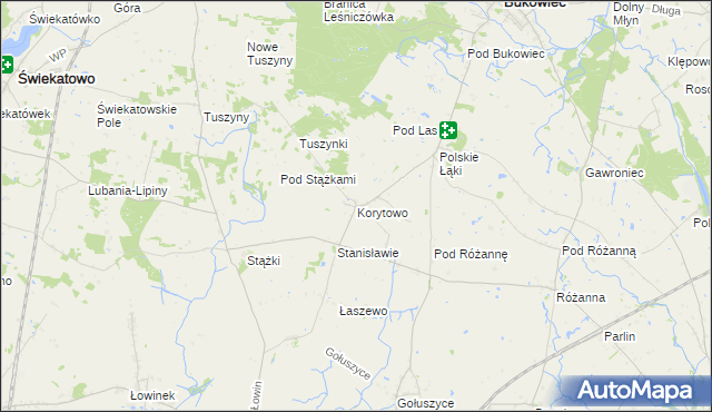 mapa Korytowo gmina Bukowiec, Korytowo gmina Bukowiec na mapie Targeo