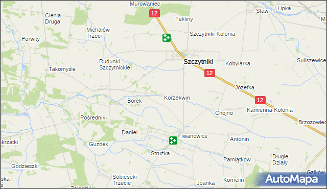 mapa Korzekwin, Korzekwin na mapie Targeo