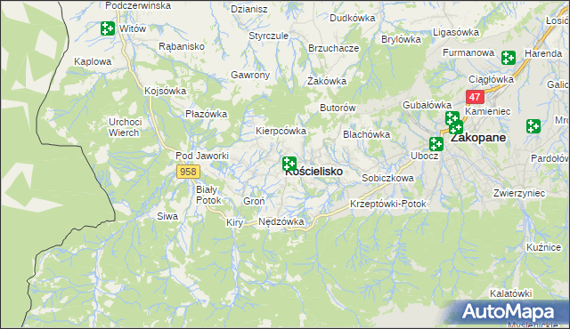 mapa Kościelisko, Kościelisko na mapie Targeo