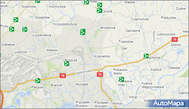 mapa Kościelniki, Kościelniki na mapie Targeo