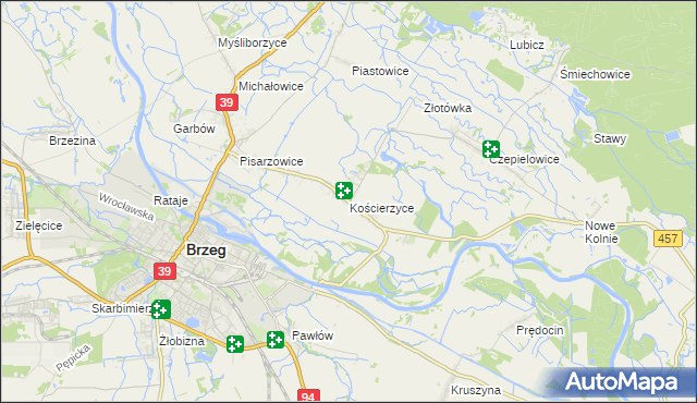 mapa Kościerzyce, Kościerzyce na mapie Targeo