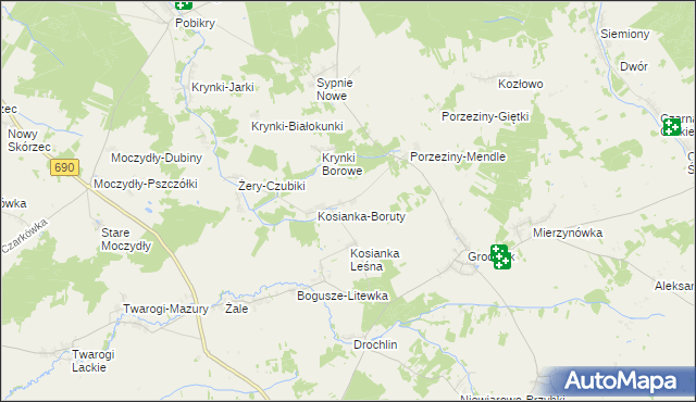 mapa Kosianka-Trojanówka, Kosianka-Trojanówka na mapie Targeo