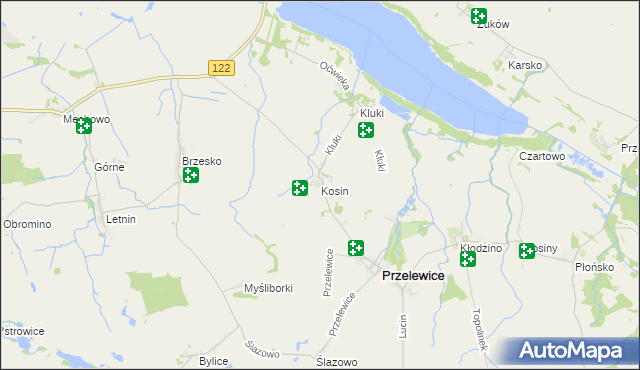 mapa Kosin gmina Przelewice, Kosin gmina Przelewice na mapie Targeo