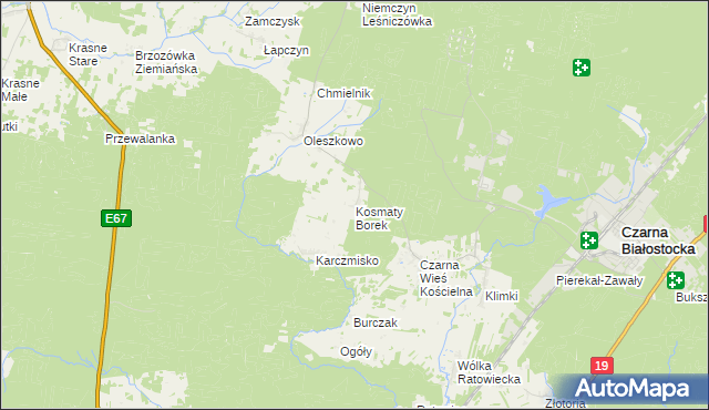 mapa Kosmaty Borek, Kosmaty Borek na mapie Targeo