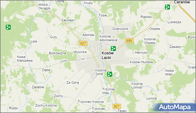 mapa Kosów Ruski, Kosów Ruski na mapie Targeo