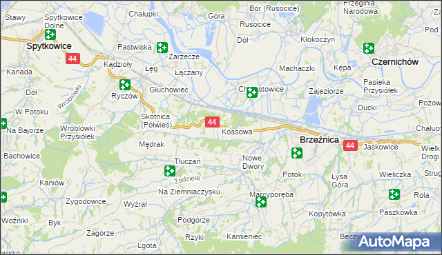 mapa Kossowa, Kossowa na mapie Targeo