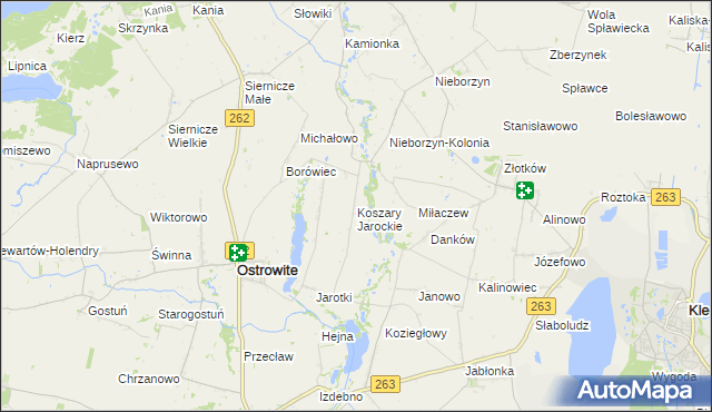 mapa Koszary Jarockie, Koszary Jarockie na mapie Targeo