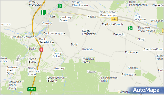 mapa Kotlarka gmina Iłża, Kotlarka gmina Iłża na mapie Targeo