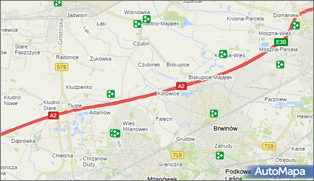 mapa Kotowice gmina Brwinów, Kotowice gmina Brwinów na mapie Targeo