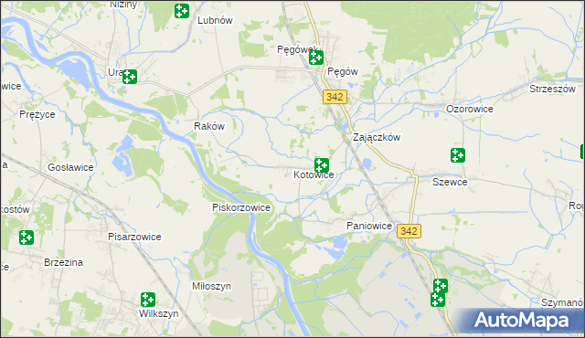 mapa Kotowice gmina Oborniki Śląskie, Kotowice gmina Oborniki Śląskie na mapie Targeo