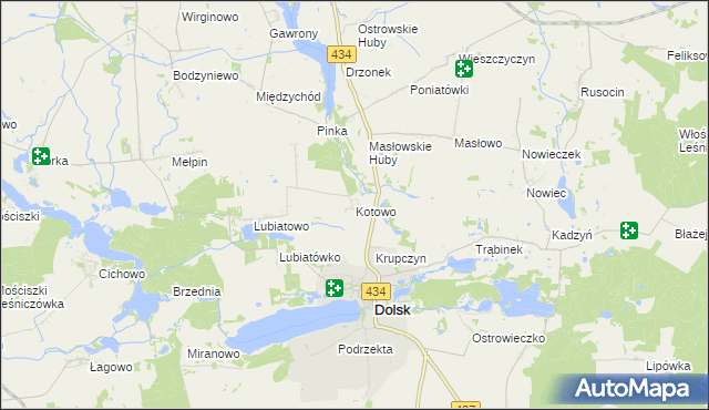 mapa Kotowo gmina Dolsk, Kotowo gmina Dolsk na mapie Targeo