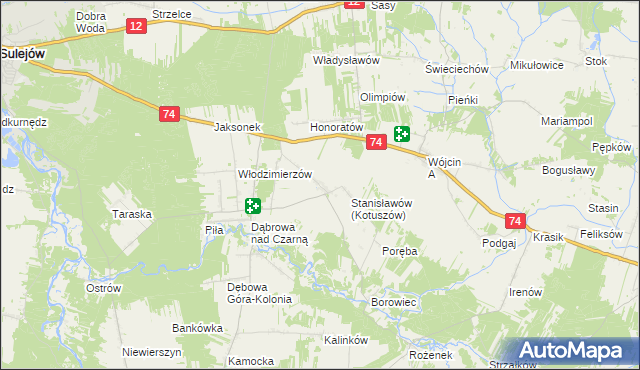 mapa Kotuszów gmina Aleksandrów, Kotuszów gmina Aleksandrów na mapie Targeo