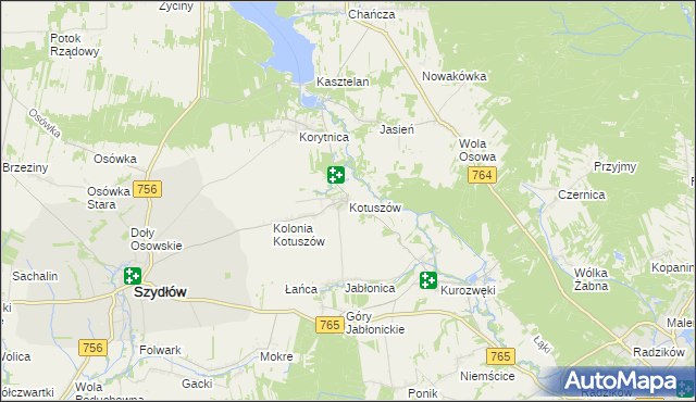 mapa Kotuszów gmina Szydłów, Kotuszów gmina Szydłów na mapie Targeo