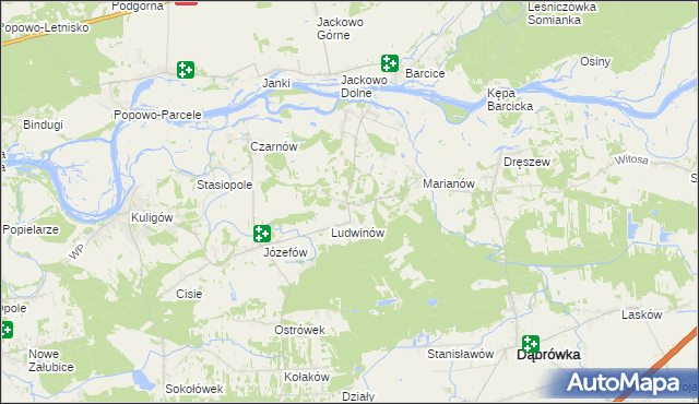 mapa Kowalicha gmina Dąbrówka, Kowalicha gmina Dąbrówka na mapie Targeo