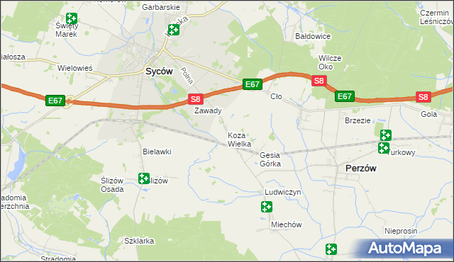 mapa Koza Wielka, Koza Wielka na mapie Targeo