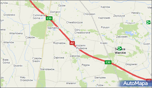 mapa Kozanki Podleśne, Kozanki Podleśne na mapie Targeo