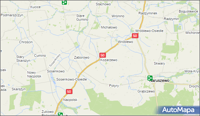 mapa Kozarzewo, Kozarzewo na mapie Targeo