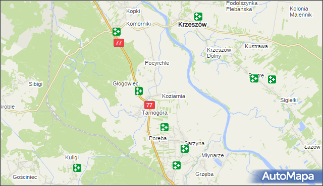 mapa Koziarnia, Koziarnia na mapie Targeo