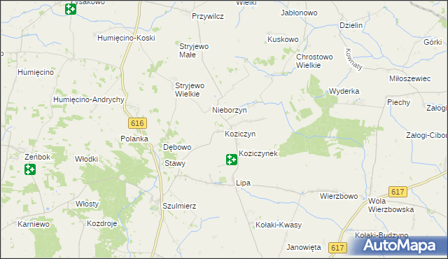 mapa Koziczyn gmina Regimin, Koziczyn gmina Regimin na mapie Targeo