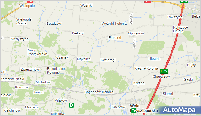 mapa Kozierogi, Kozierogi na mapie Targeo