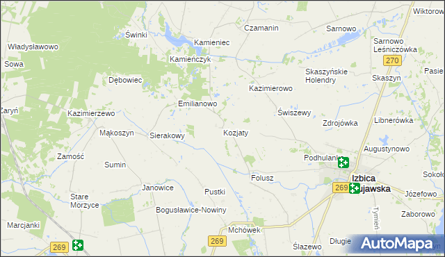 mapa Kozjaty, Kozjaty na mapie Targeo