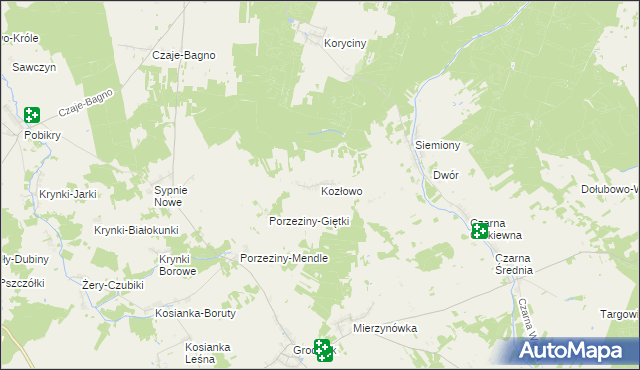 mapa Kozłowo gmina Grodzisk, Kozłowo gmina Grodzisk na mapie Targeo