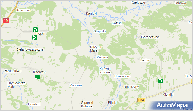 mapa Kożyno, Kożyno na mapie Targeo