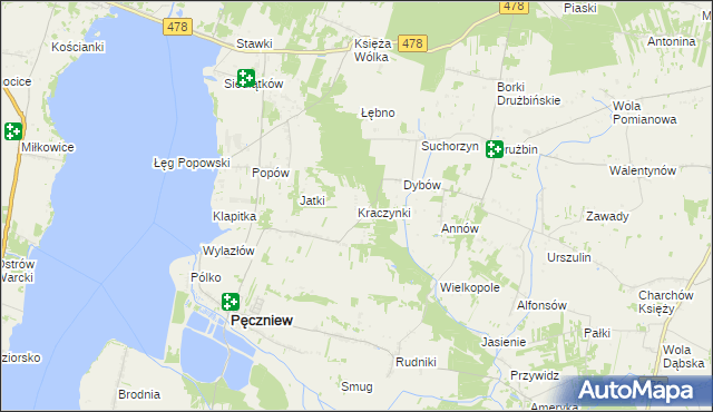 mapa Kraczynki, Kraczynki na mapie Targeo