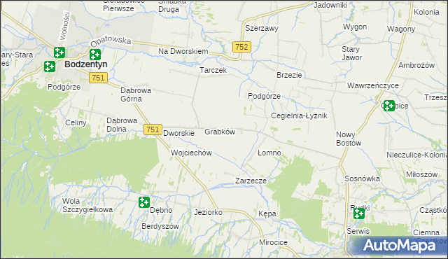 mapa Krajków gmina Pawłów, Krajków gmina Pawłów na mapie Targeo