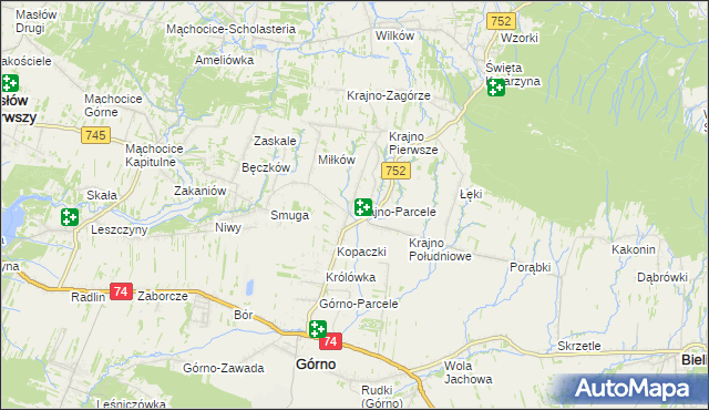 mapa Krajno-Parcele, Krajno-Parcele na mapie Targeo