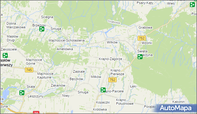 mapa Krajno-Zagórze, Krajno-Zagórze na mapie Targeo
