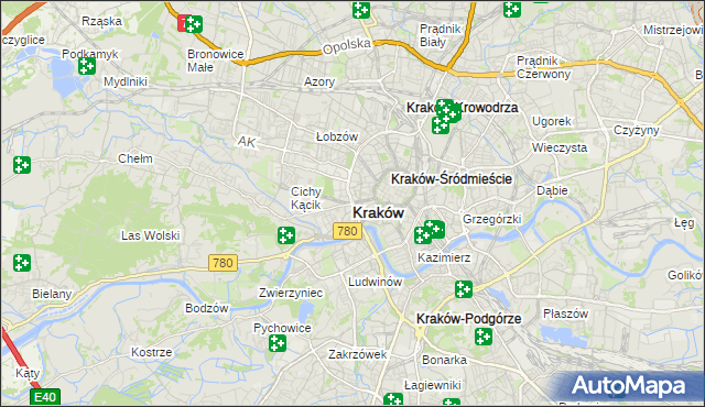 mapa Krakowa, Kraków na mapie Targeo