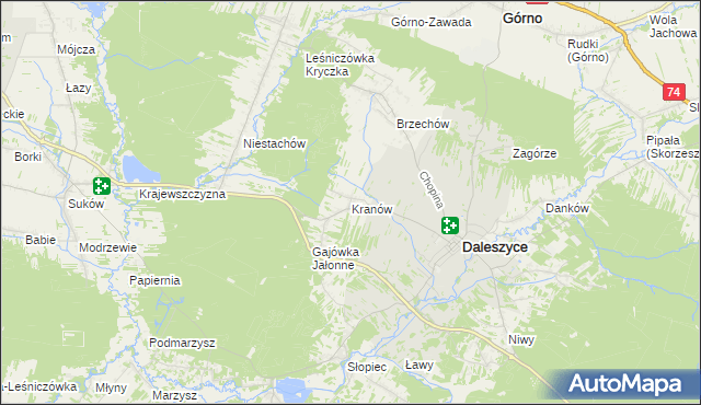 mapa Kranów, Kranów na mapie Targeo