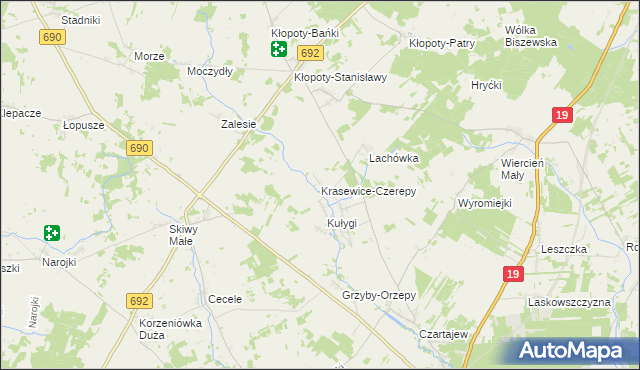 mapa Krasewice-Czerepy, Krasewice-Czerepy na mapie Targeo
