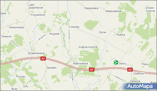 mapa Krasna-Kolonia, Krasna-Kolonia na mapie Targeo