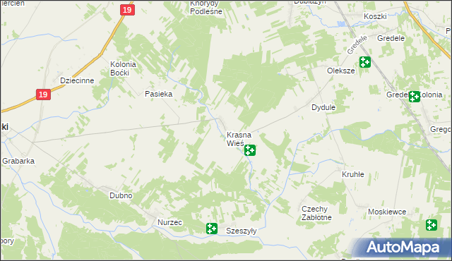 mapa Krasna Wieś, Krasna Wieś na mapie Targeo