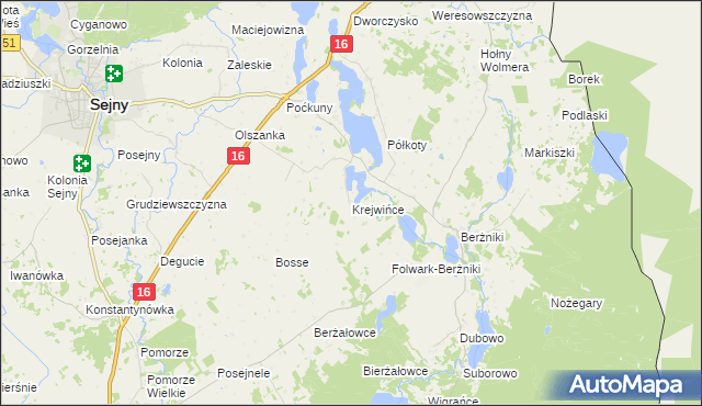 mapa Krejwińce, Krejwińce na mapie Targeo