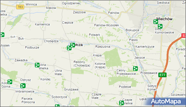 mapa Krępa gmina Gołcza, Krępa gmina Gołcza na mapie Targeo