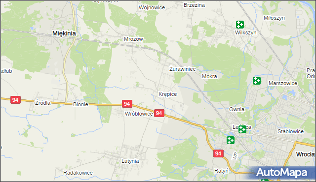 mapa Krępice gmina Miękinia, Krępice gmina Miękinia na mapie Targeo