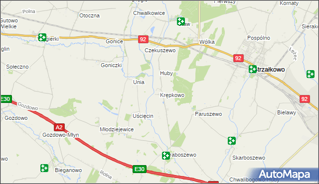 mapa Krępkowo gmina Strzałkowo, Krępkowo gmina Strzałkowo na mapie Targeo