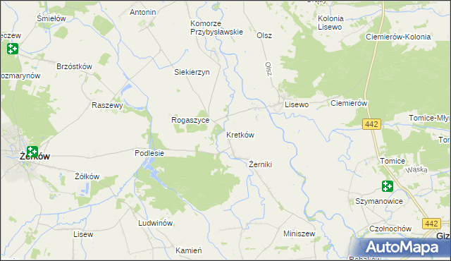 mapa Kretków, Kretków na mapie Targeo